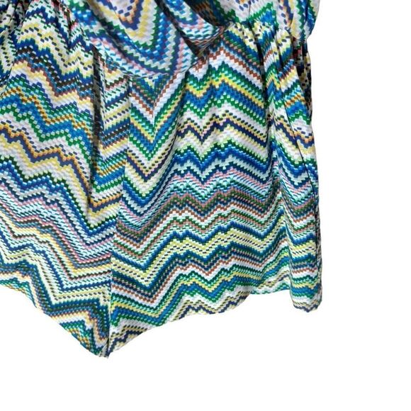 Parker Silk Sleeveless Romper in Colorful Zig Zag Chevron Print Blouson XS - Picture 8 of 10